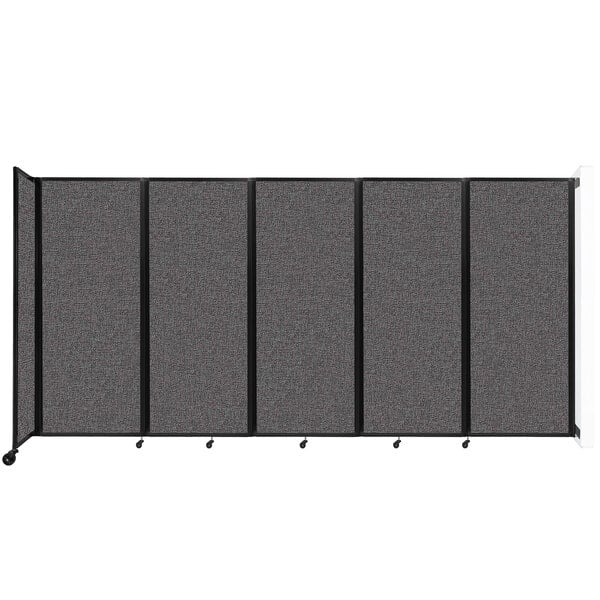 A Versare charcoal gray wall-mounted room divider with four panels.