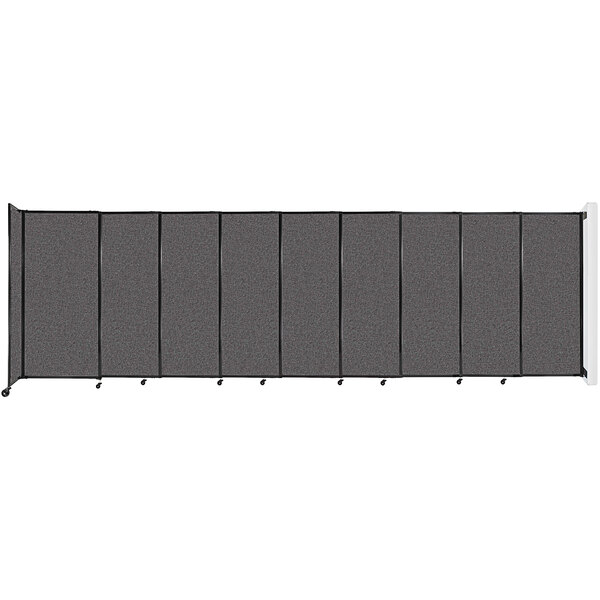 A Versare charcoal gray wall-mounted room divider with black and grey panels.