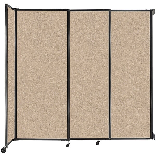 a screen with a tan fabric panel