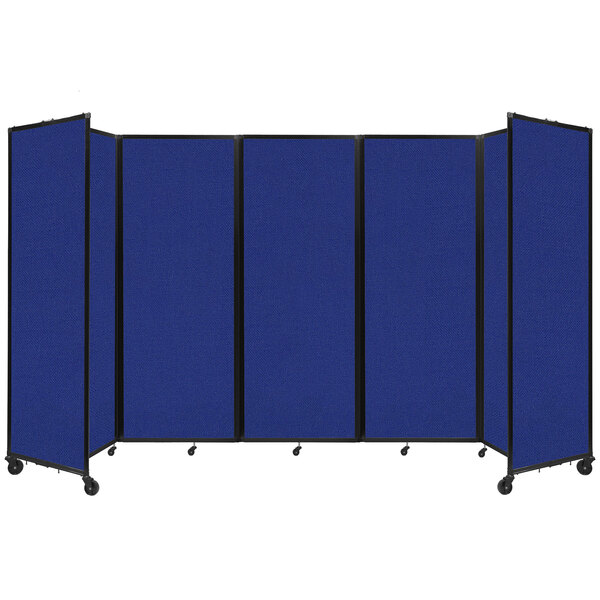 A Versare Royal Blue room divider with six panels.