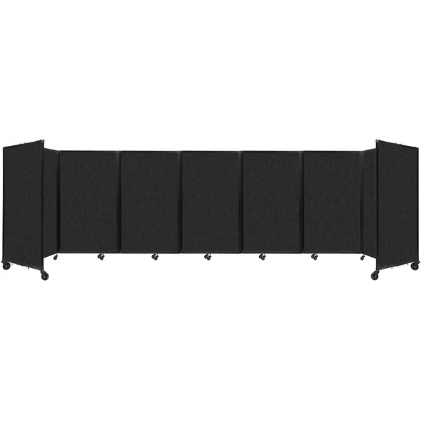 A black rectangular Versare SoundSorb folding room divider with four panels.