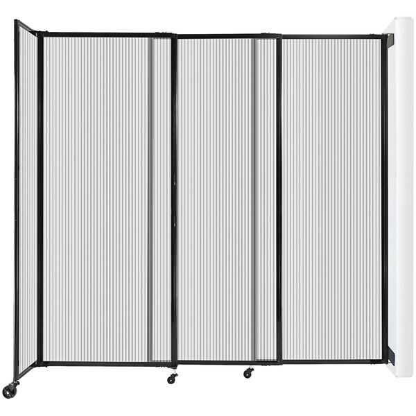 A white Versare StraightWall room divider with black metal frame.