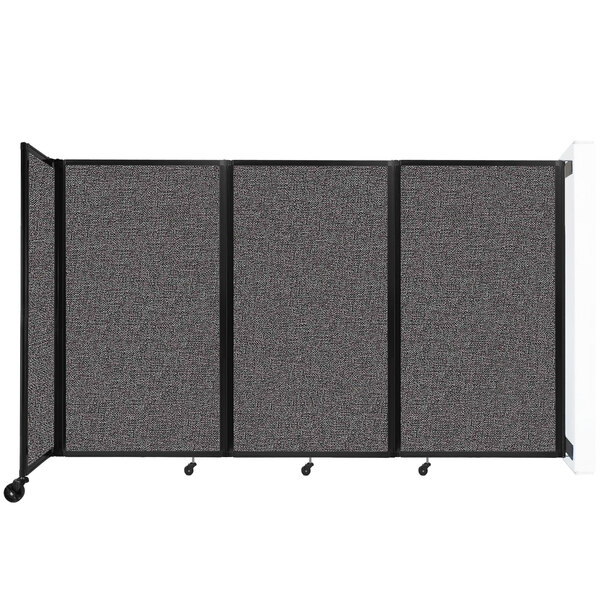 A Versare charcoal gray wall-mounted room divider with three panels.