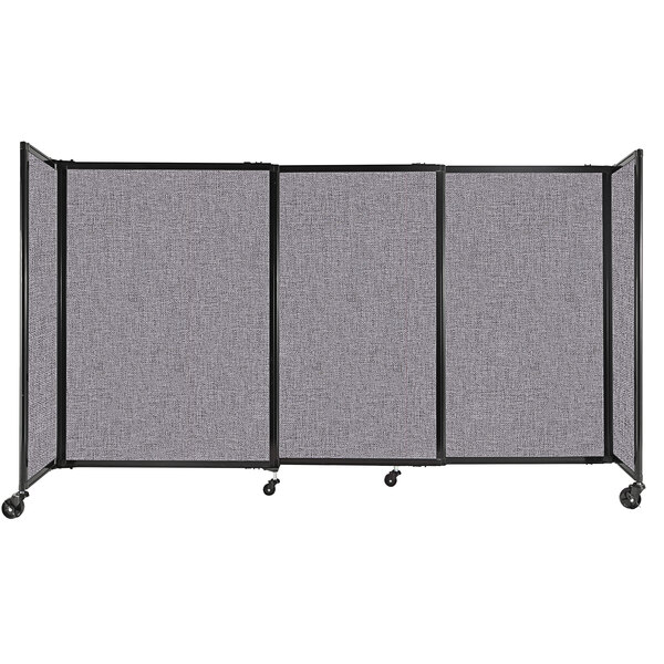 A Versare Cloud Gray StraightWall sliding room divider on wheels.