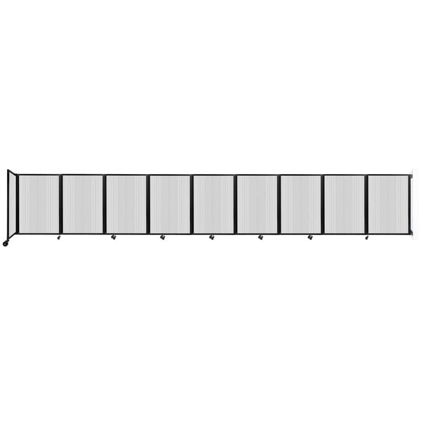 A row of clear Versare wall-mounted room dividers.