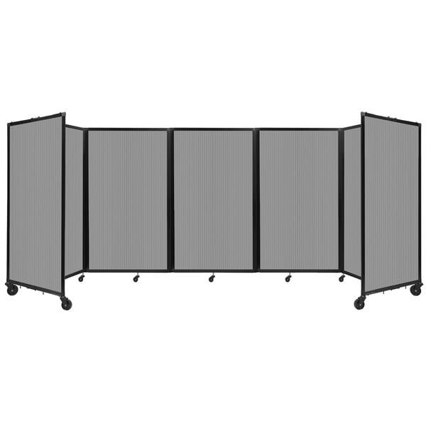 A Versare light gray room divider with black frames.