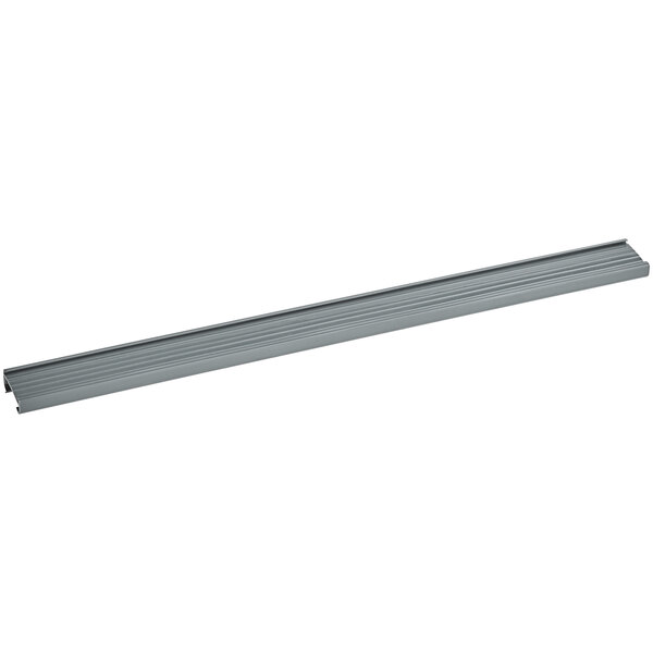 A long rectangular gray plastic label holder.
