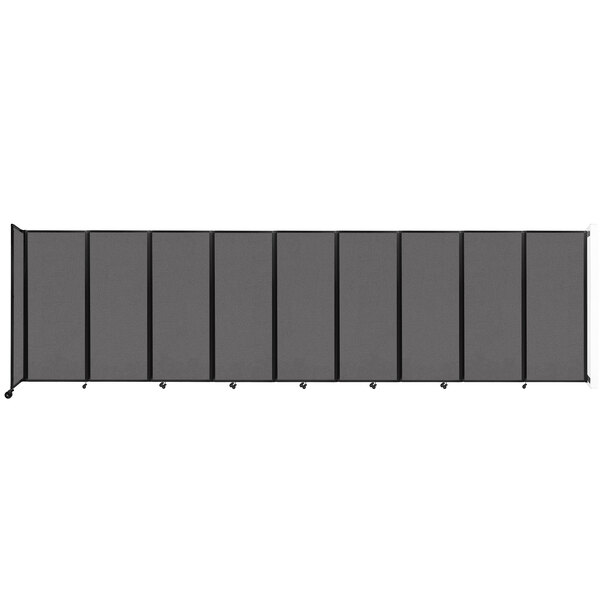 A charcoal gray Versare wall-mounted room divider with black trim.