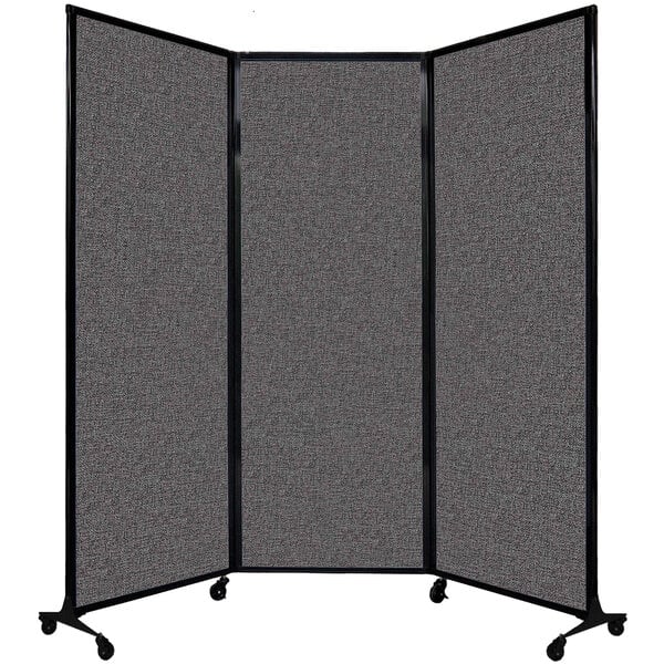 A Versare Quick-Wall folding room divider with wheels.