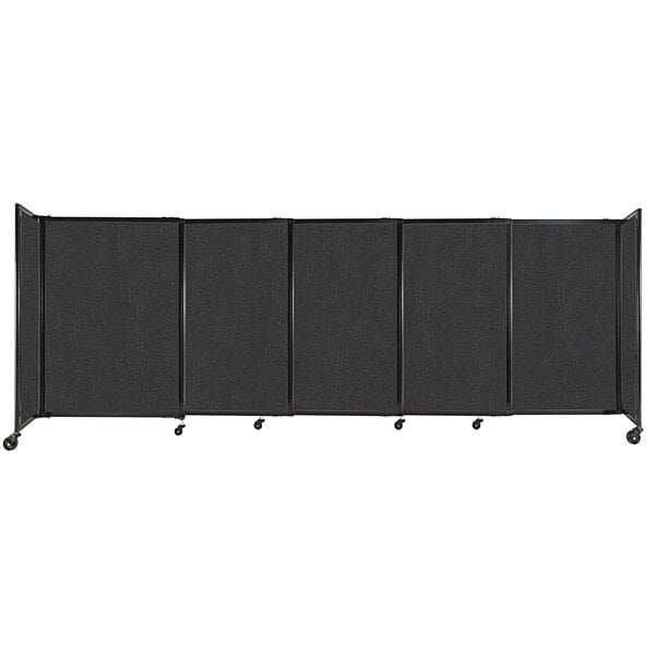A black Versare StraightWall sliding room divider with wheels.