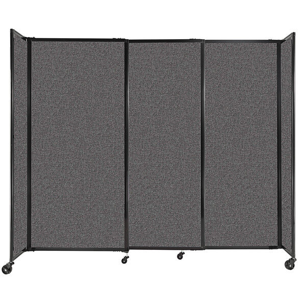 A Versare charcoal gray StraightWall sliding room divider with three panels.