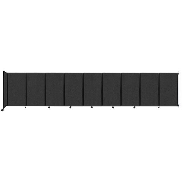 A black wall-mounted room divider with four rectangular panels.