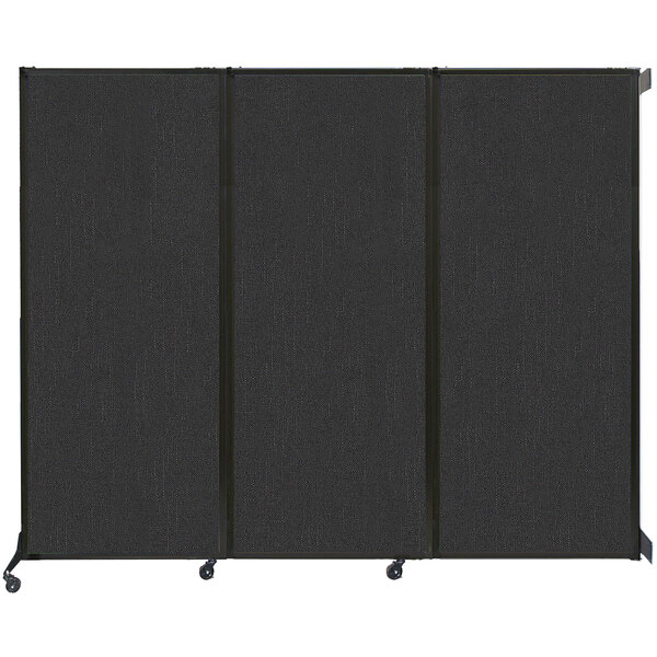 A black Versare wall-mounted folding room divider.
