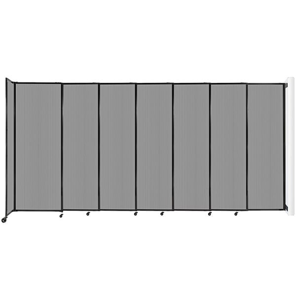 A light grey Versare room divider with wheels.