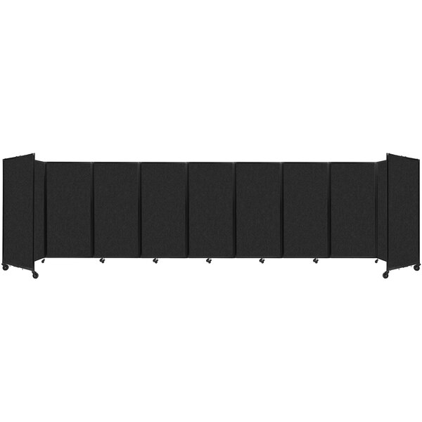 A black Versare SoundSorb folding room divider with four panels.