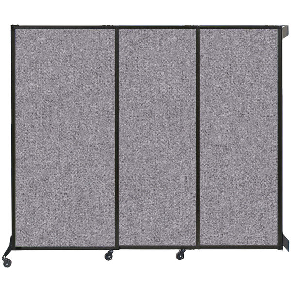 A Versare wall-mounted sliding room divider with a black frame.