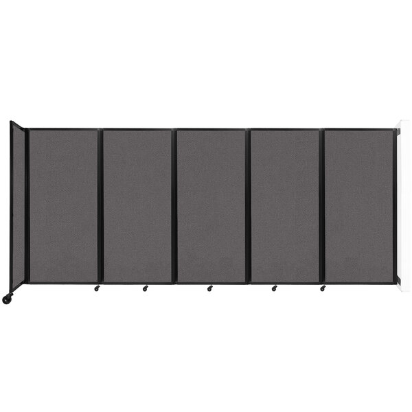 A grey Versare wall-mounted room divider with black trim.