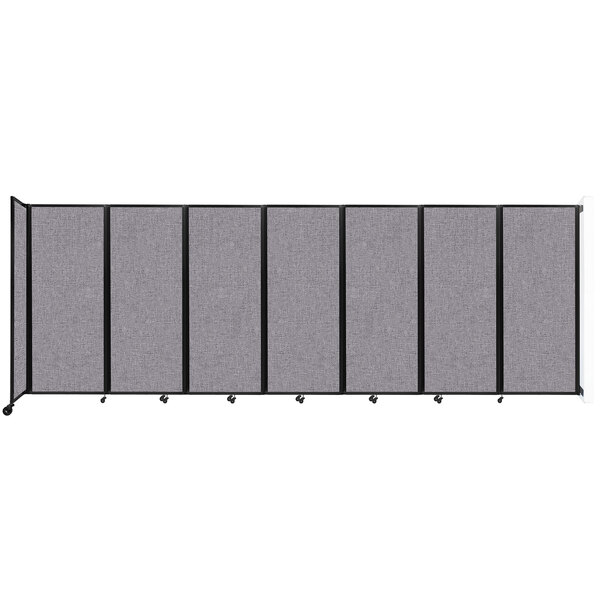 A grey Versare wall-mounted room divider with black trim.