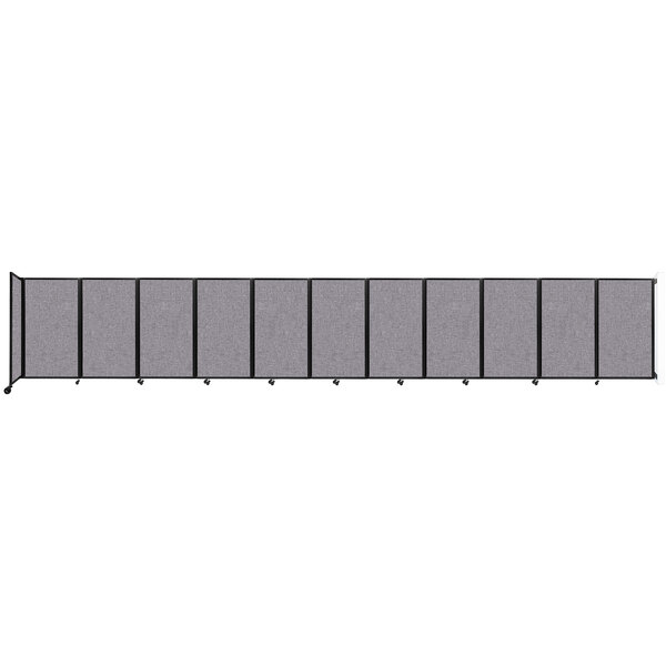 A long row of Versare Cloud Gray wall-mounted room dividers.