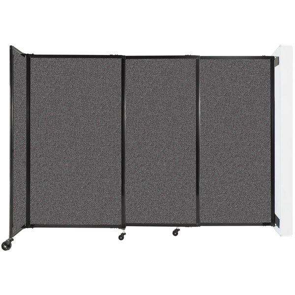 A Versare charcoal grey wall-mounted sliding room divider with a black frame.