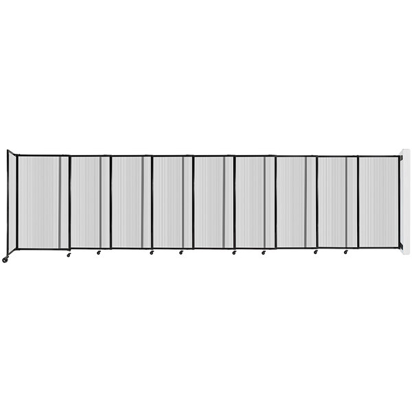 A long white and black Versare StraightWall wall-mounted room divider.