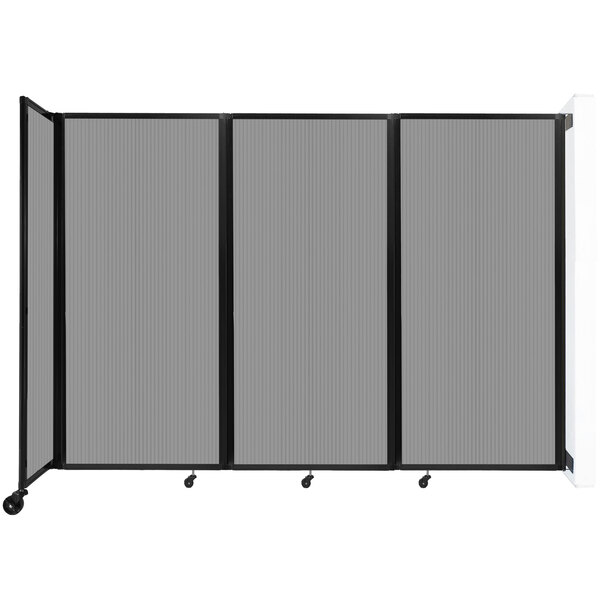 A light gray Versare wall-mounted room divider with black trim.