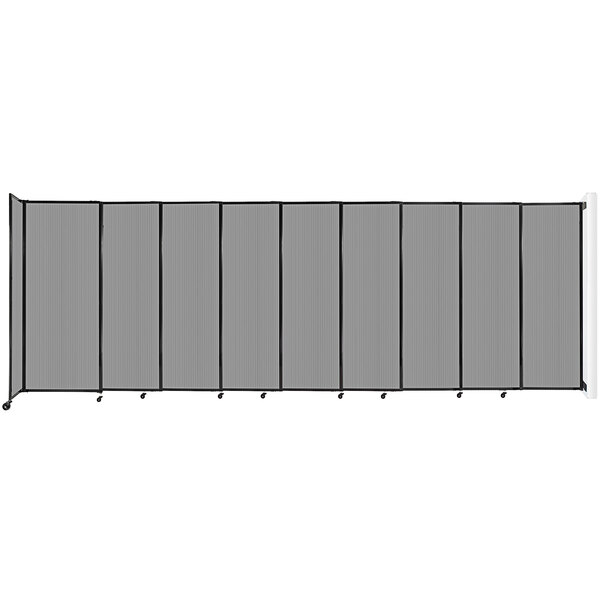 A light grey Versare wall-mounted sliding room divider with black borders.