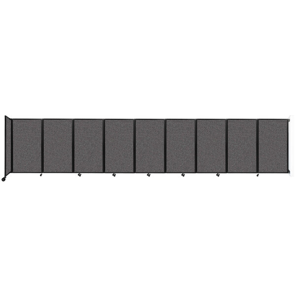 A charcoal gray Versare wall-mounted room divider with four panels.