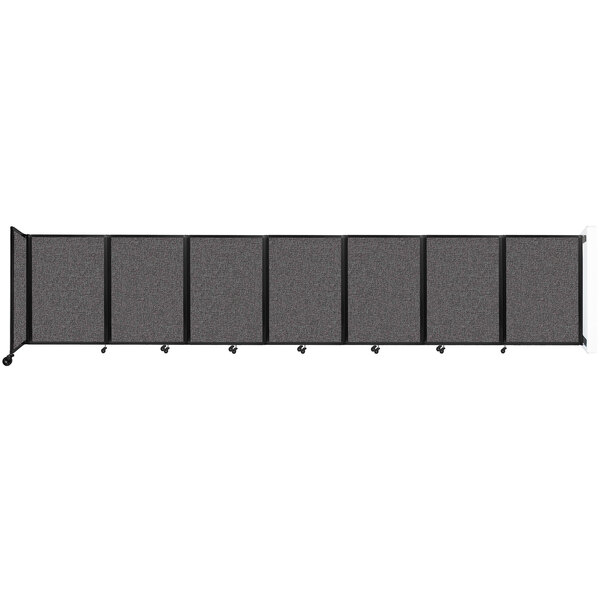 A Versare charcoal gray wall-mounted room divider with four panels.