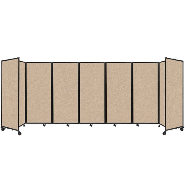 A beige Versare foldable room divider with four panels.