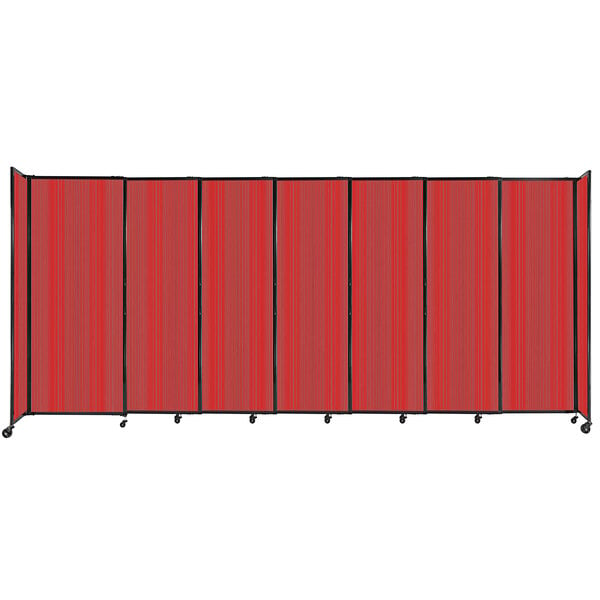 A red room divider with a black frame.