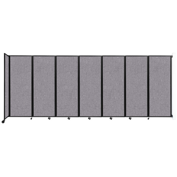 A grey Versare wall-mounted room divider with black trim.
