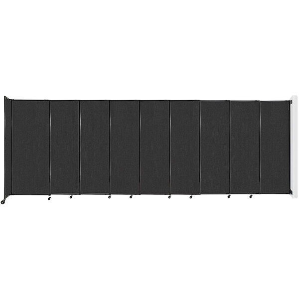 A black rectangular Versare StraightWall wall-mounted room divider with white trim.