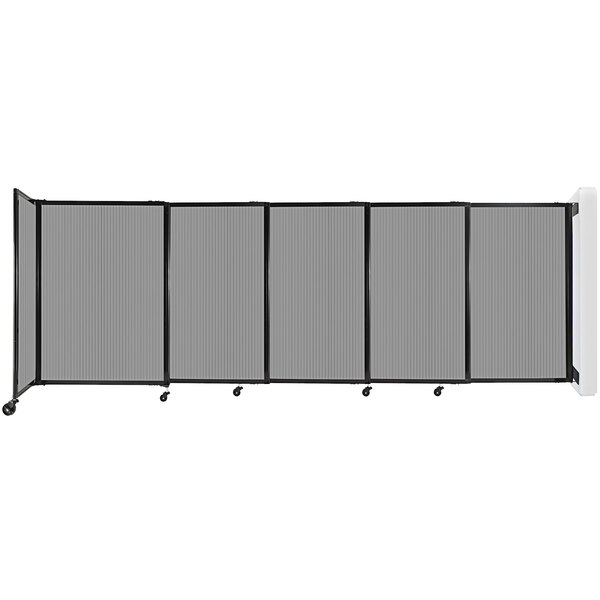 A light gray Versare StraightWall room divider on wheels.