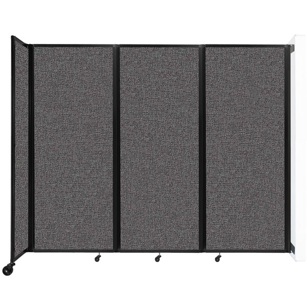 A Versare charcoal gray wall-mounted room divider with four panels.