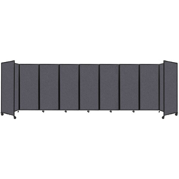 A dark gray rectangular Versare SoundSorb room divider with black trim.