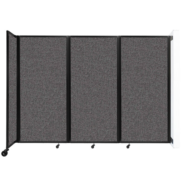 A Versare charcoal gray wall-mounted room divider with four panels.
