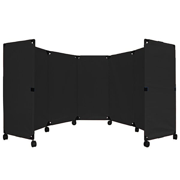 A black rectangular Versare MP10 partition screen with wheels.