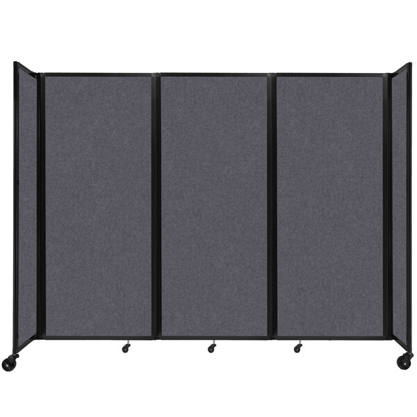 A dark gray Versare SoundSorb room divider with four panels.