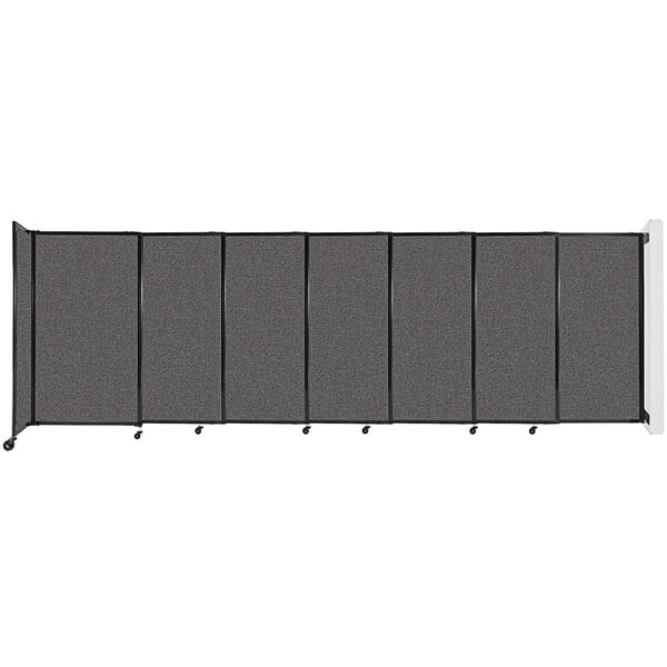 A Versare charcoal grey StraightWall room divider with wheels.