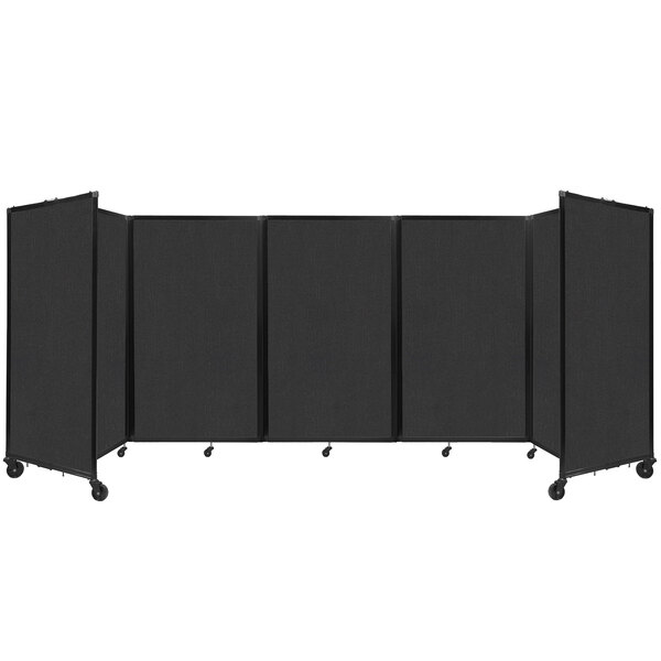 A black rectangular Versare room divider with four panels.