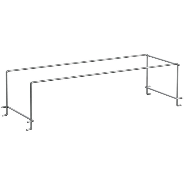 A metal Beverage-Air pan divider with adjustable legs.
