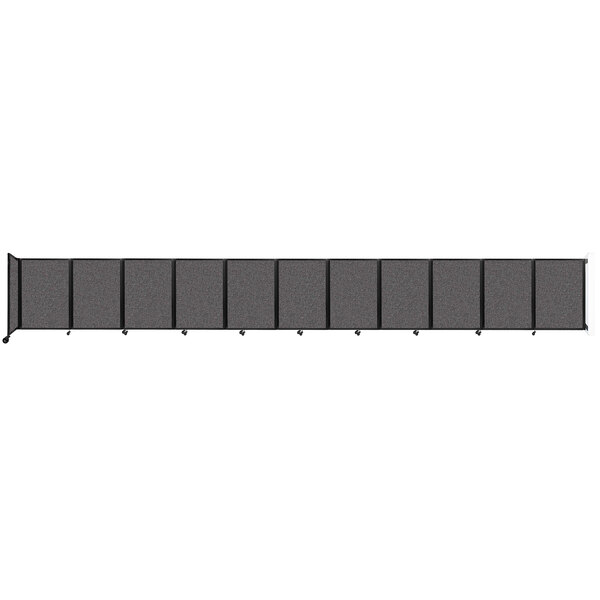 A Versare charcoal gray wall-mounted room divider with a metal frame.