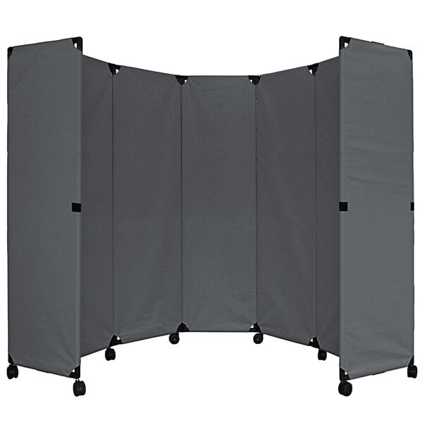 A grey rectangular Versare folding partition with black edges.