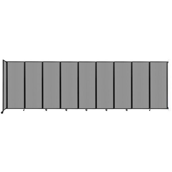 A light gray Versare wall-mounted room divider with black lines on rectangular panels.