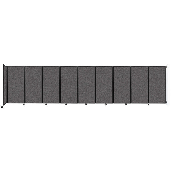 A Versare charcoal gray wall-mounted room divider with four panels.