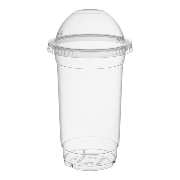 Choice 20 oz. Clear PET Plastic Cold Cup with Dome Lid with No Hole - 50/Pack