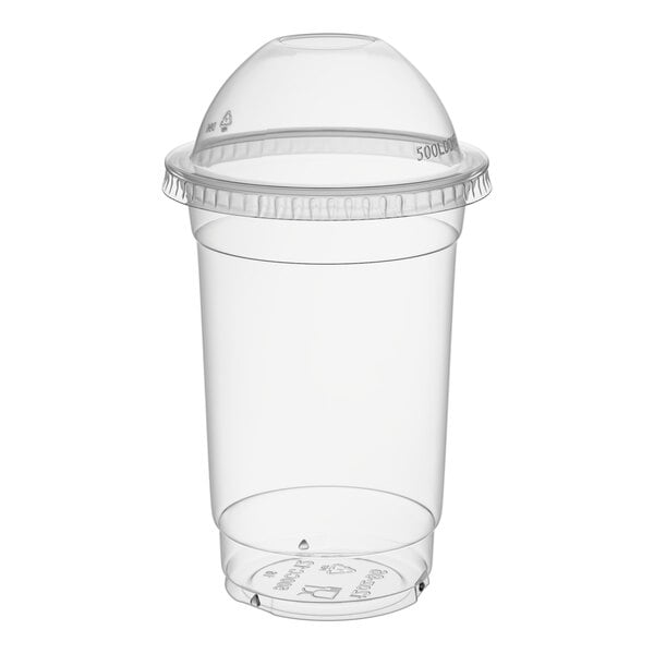 Choice 16 oz. Clear PET Plastic Cold Cup with Dome Lid with No Hole - 50/Pack