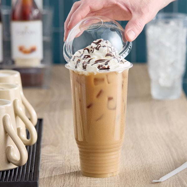 Choice Heavy Duty 32 oz. Pedestal Heavy Weight Clear PET Plastic Cold Cup with Dome Lid with No Hole - 50/Pack