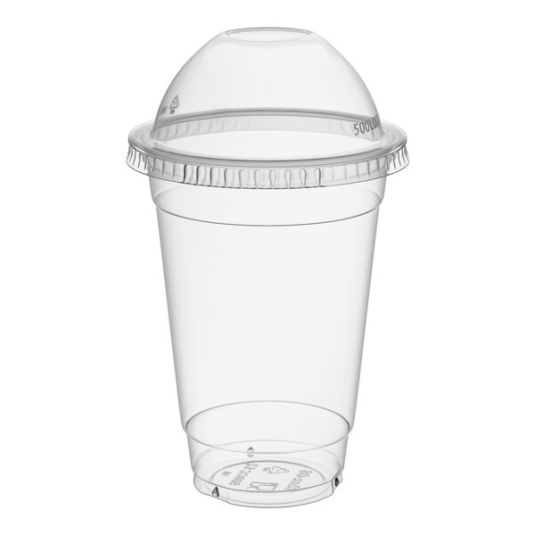 Choice 12 oz. Clear PET Plastic Cold Cup with Dome Lid with No Hole - 50/Pack